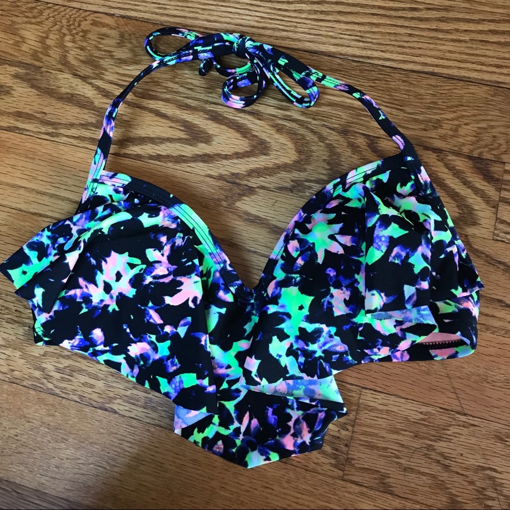 XHILARATION Push Up Patterned Bikini Top